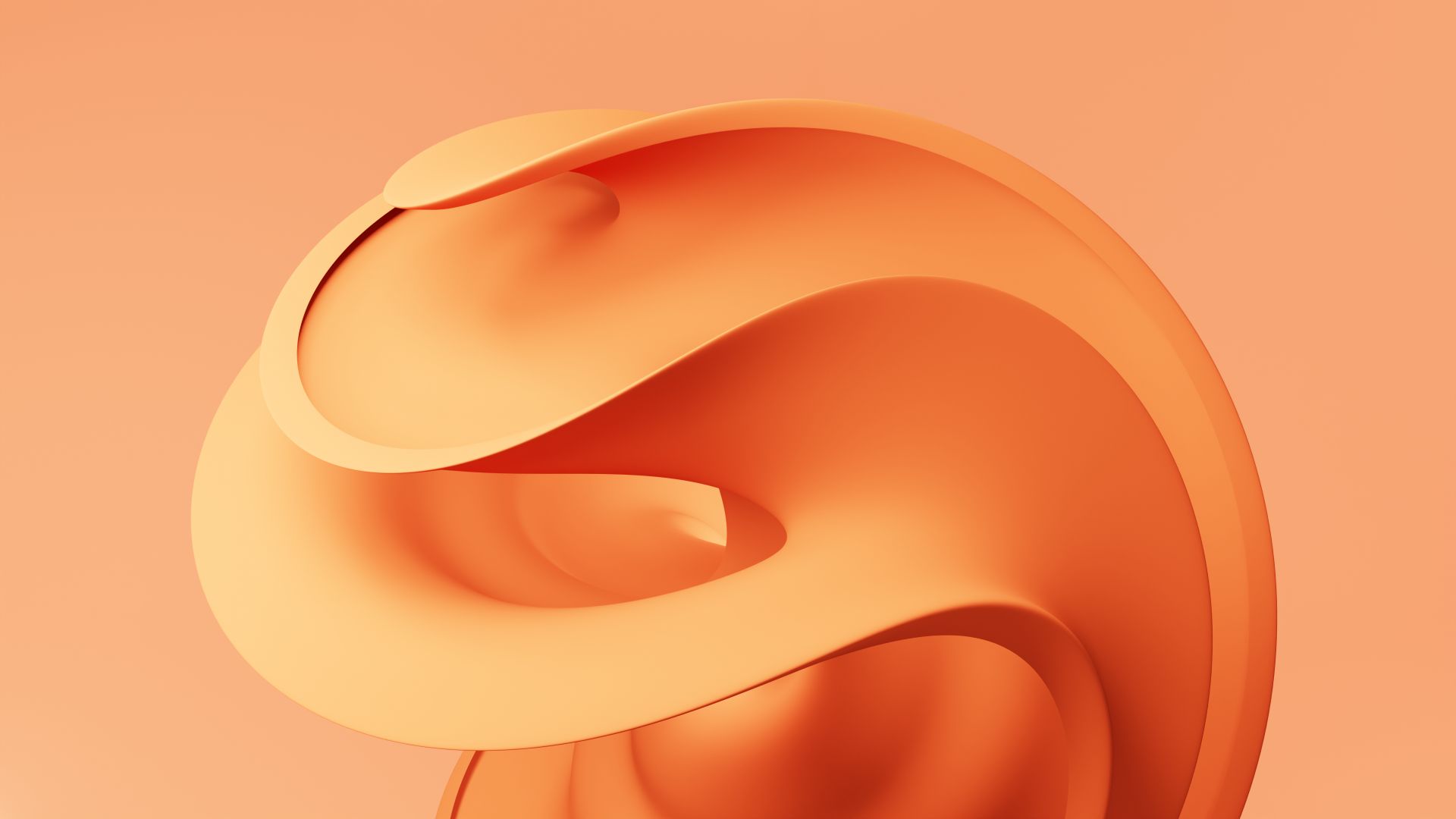 Abstract flowing orange 3D shapes on a soft gradient