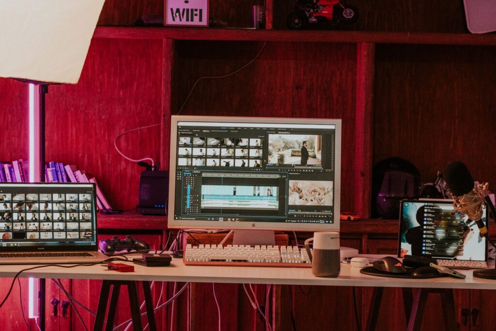 A professional video and content studio setup